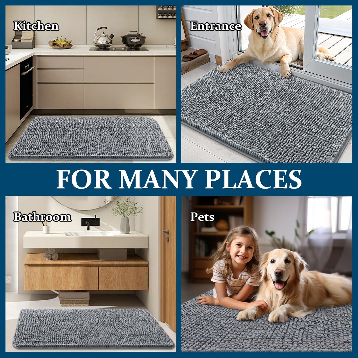 Transform Your Entryway with the OLANLY Dog Door Mat – Soft, Absorbent, and Non-Slip for Muddy Paws (30" x 20")