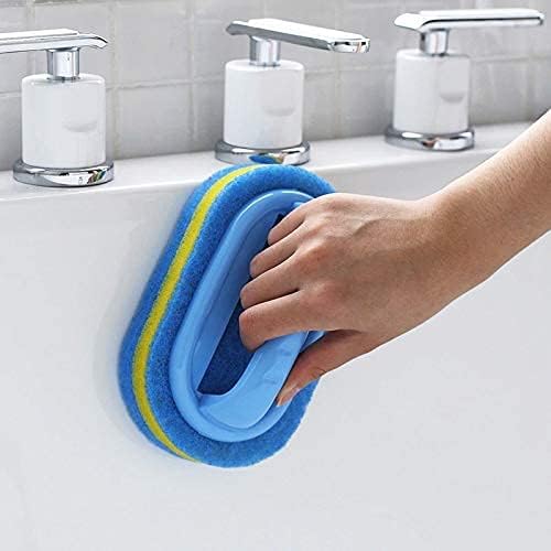 Bathroom Kitchen Bathtub Toilet Cleaner All Purpose Shower Sponge Scrubbing Brush with Ergonomic Handle