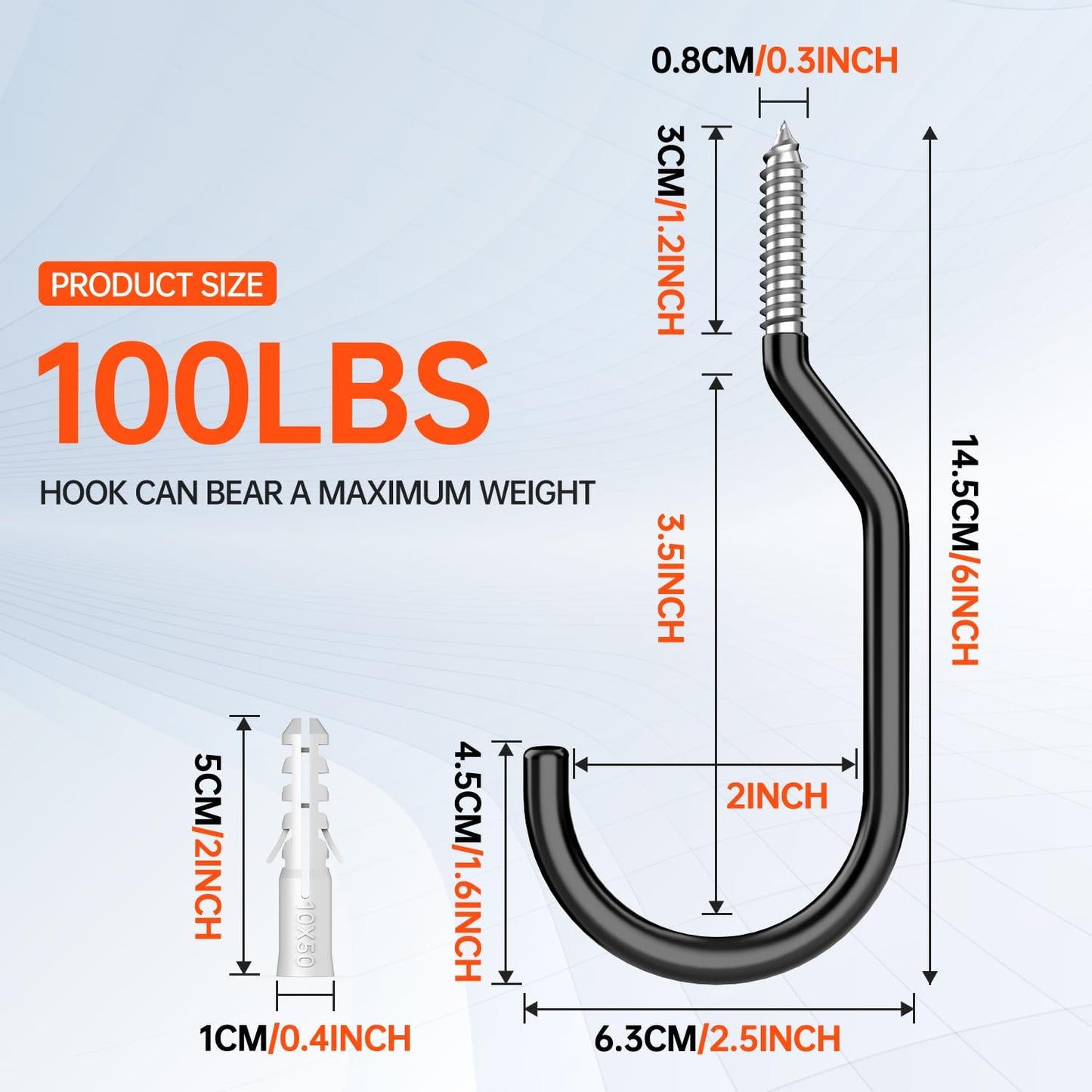 8 Pack Heavy Duty Bike Hook Loading Capacity 100 LBS 6 inch Bike Hooks for Garage Wall