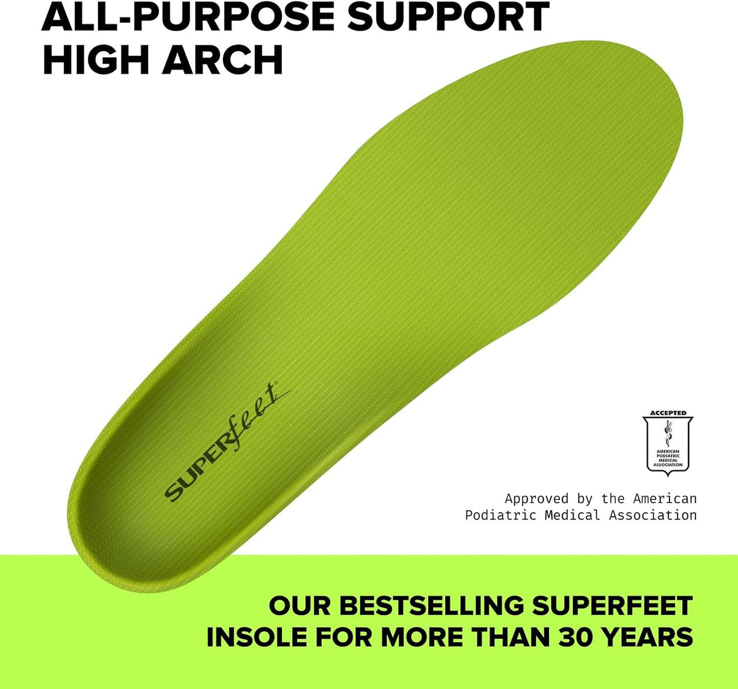 Support High Arch Insoles Green Trim To Fit Orthotic Shoe Inserts Professional Grade