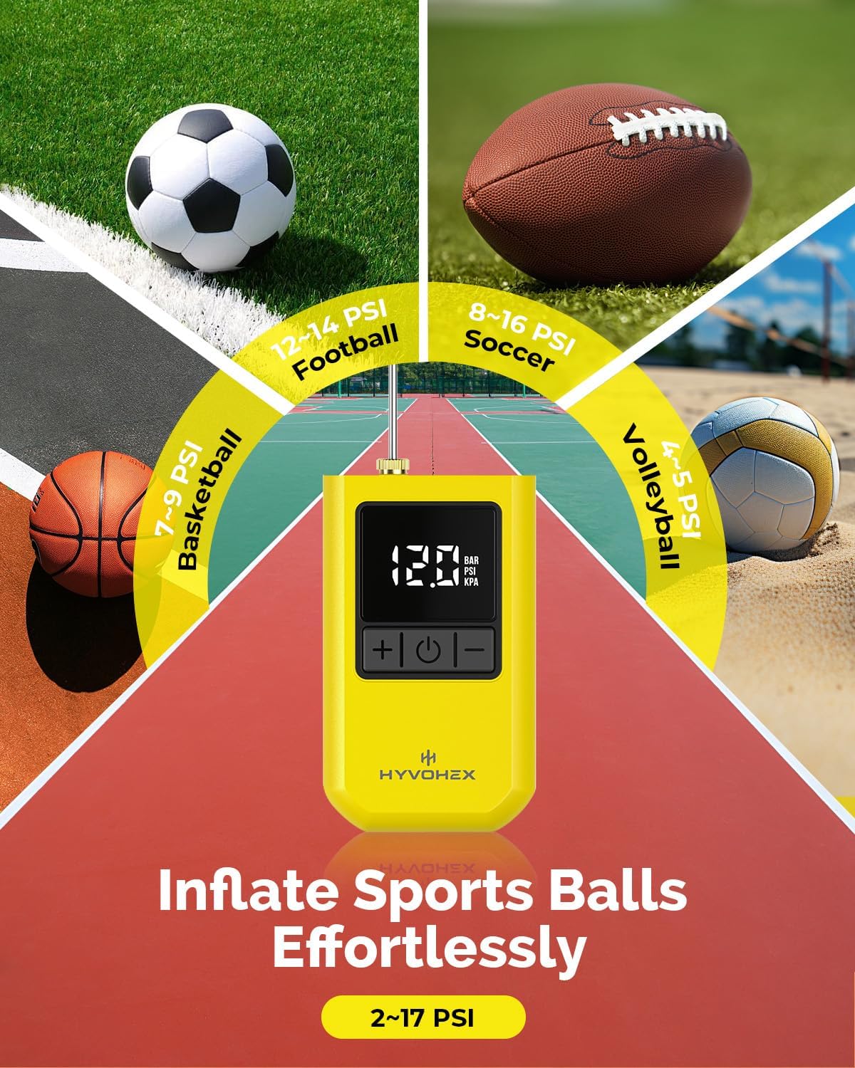 Portable Electric Basketball Pump Ultra Fast Inflation with Digital LED Display Air Pump for Balls