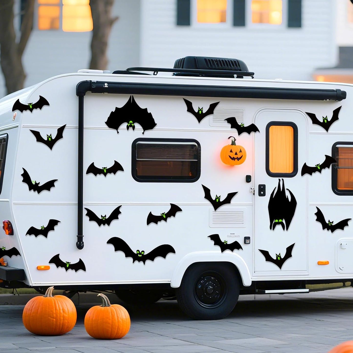 Magnetic Bats for Garage Door Decorations with Glowing Eye Stickers Fridge