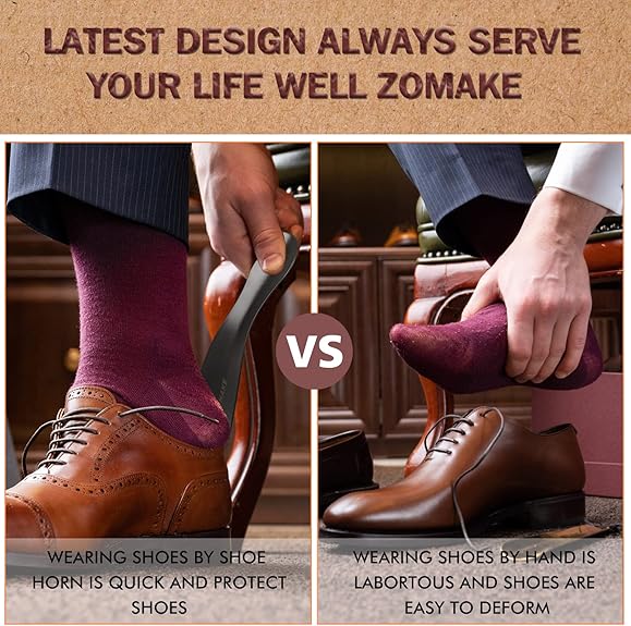 Long Shoe Horn for Seniors Men Metal Shoehorn Long handle for Boots 22.8'' Shoe Spoon Helper