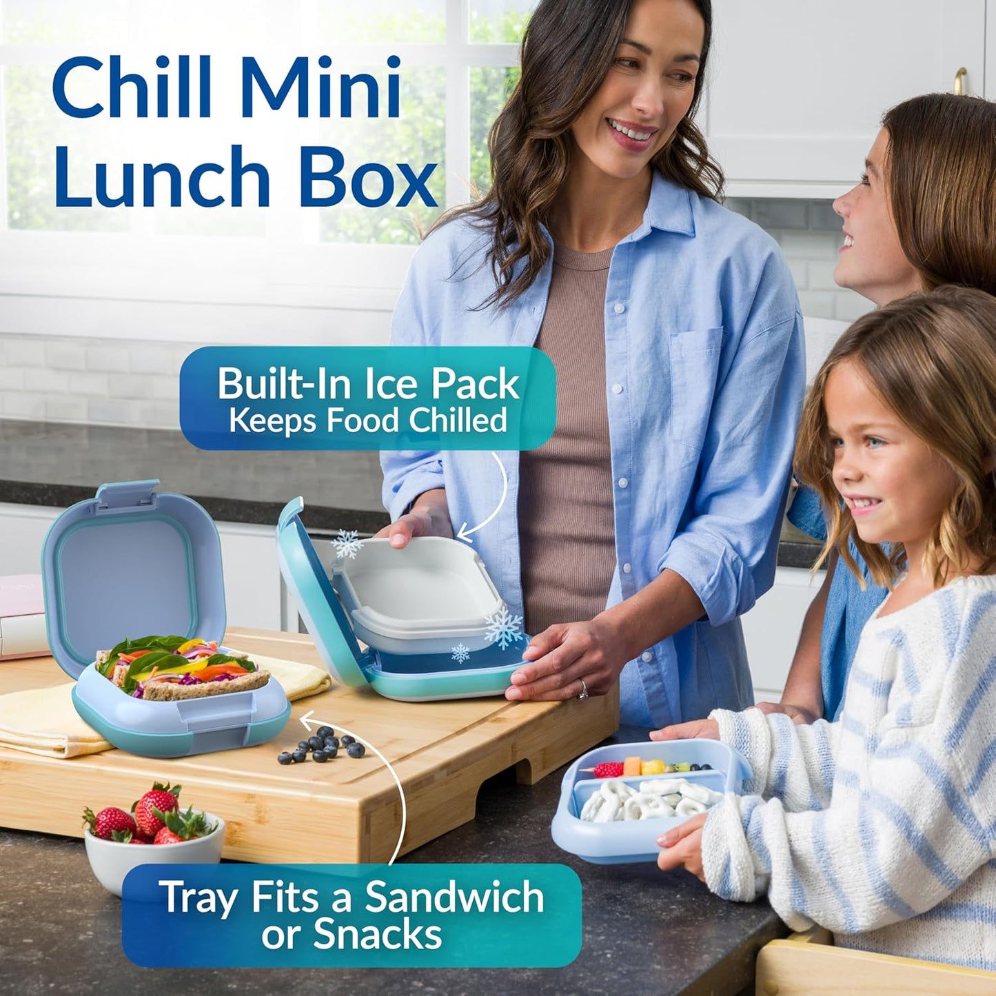 Leak Proof Lunch Box Built In Ice Pack Keeps Food Cold 2.7-Cup Capacity for Snacks or a Sandwich