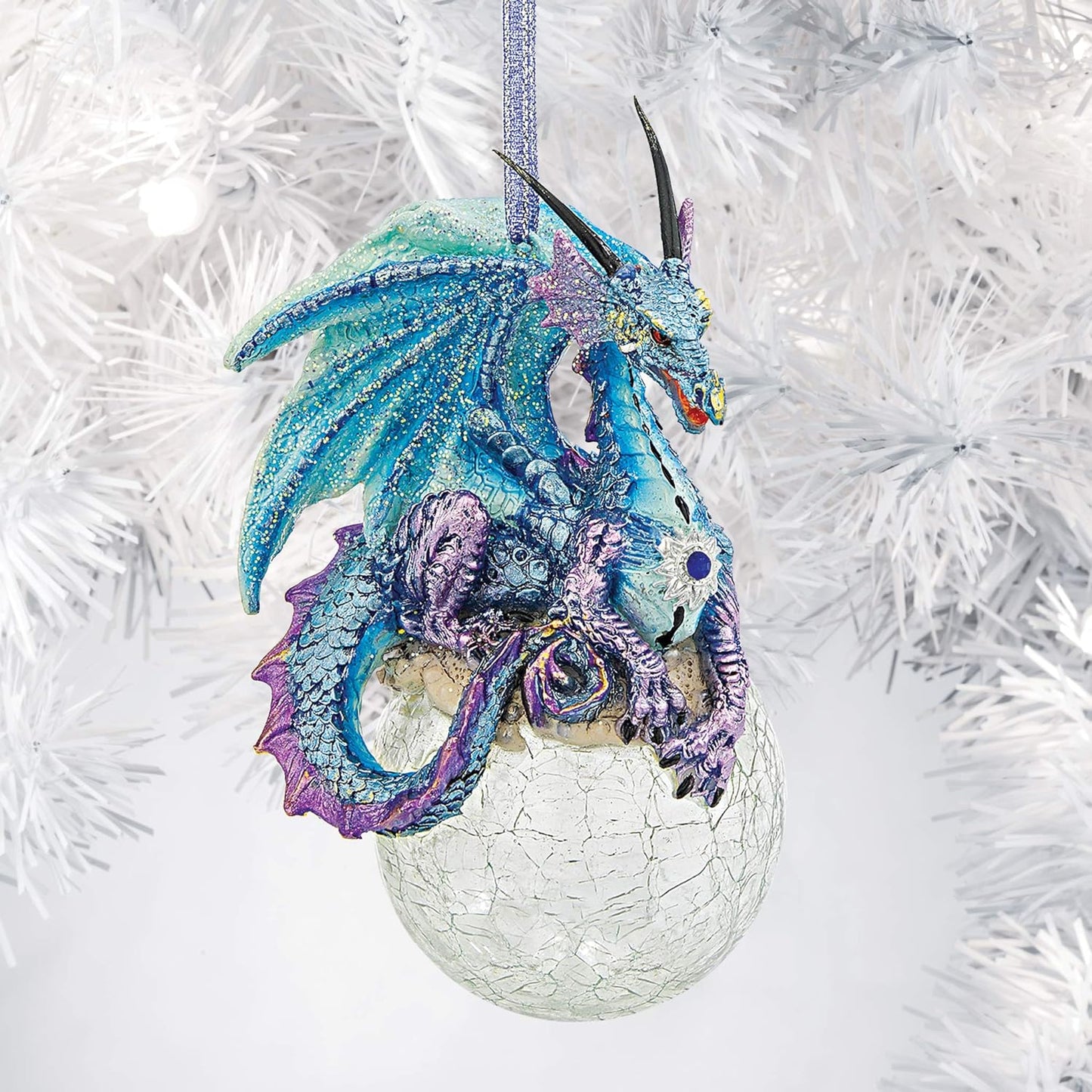 Frost The Gothic Dragon Holiday Ornament Christmas Decor, 5 Inch Tall Cast Stone Resin