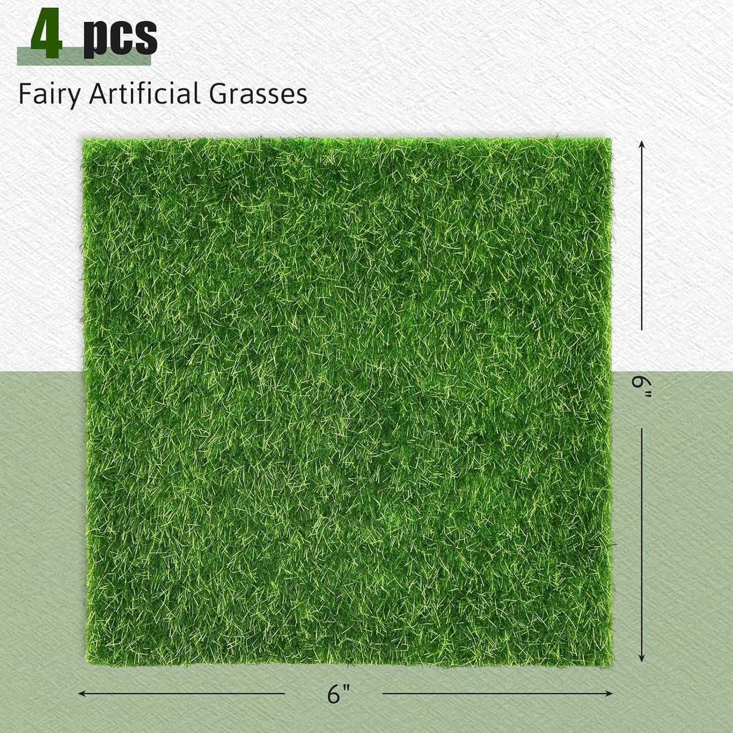 Fake Grass Decor for Crafts, 6" x 6" Fairy Artificial Moss for Miniature Garden, Dollhouse Accessories