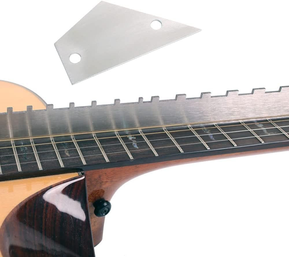 4 Pieces Guitar Luthier Tools Set Unilateral Notched Guitar Neck Straight Edge String Action Gauge Ruler Fret Rocker Fret Leveling Beam Set up Tool for Guitar Fretboard and Frets