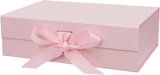 10.5"X7.5"X3.1" Pink Magnetic Gift Box with Lid and Ribbon for Presents
