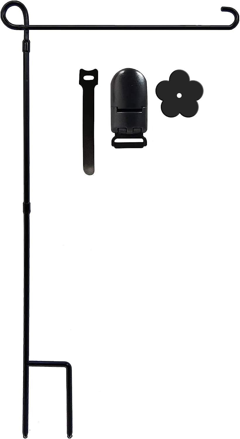 Garden Flag Holder Stand Premium Yard Flag Holder Weather Proof Metal Powder Coated Flagpole with Clip and Stopper for Christmas