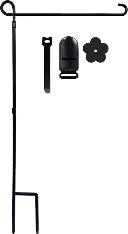 Garden Flag Holder Stand Premium Yard Flag Holder Weather Proof Metal Powder Coated Flagpole with Clip and Stopper for Christmas