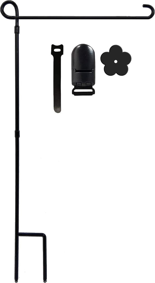 Garden Flag Holder Stand Premium Yard Flag Holder Weather Proof Metal Powder Coated Flagpole with Clip and Stopper for Christmas