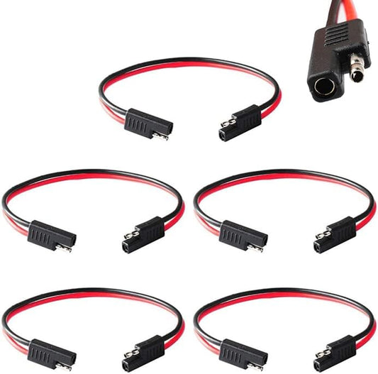 Wire Harness SAE Connector (5 Pack) Heavy Duty Cable 12" 12 Gauge 12V Quick Connect