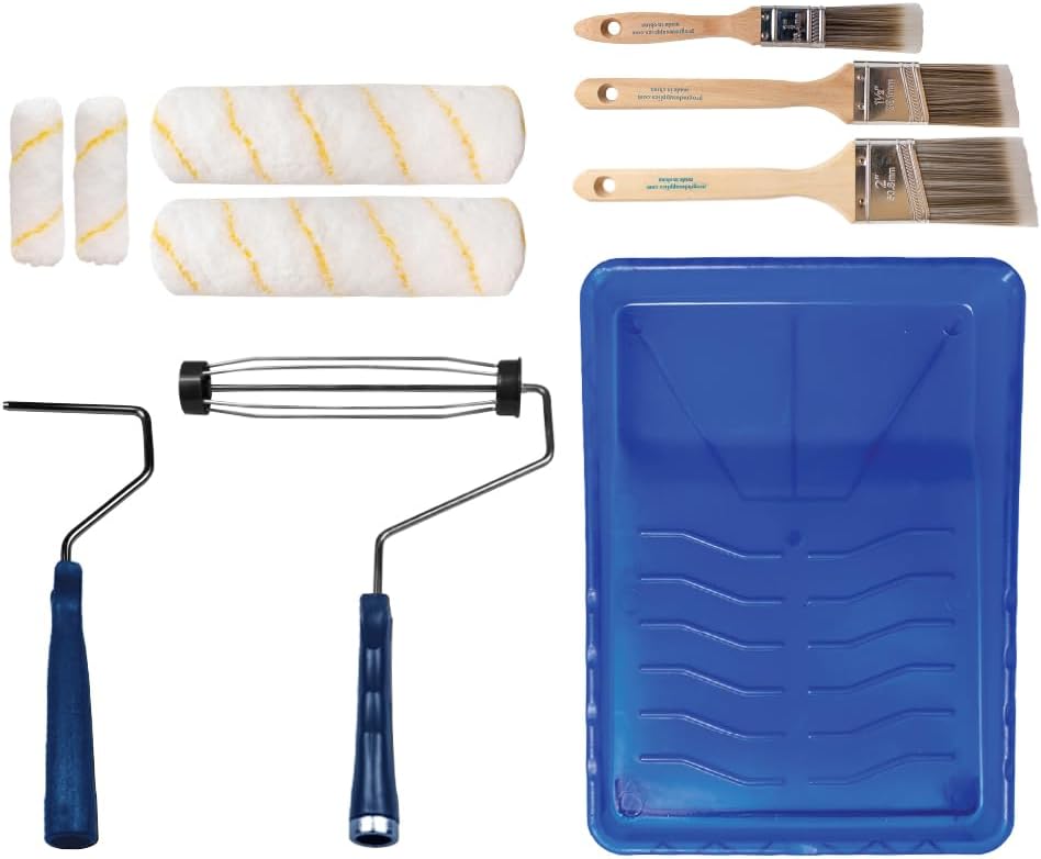 Paint Roller Kit Brush & Roller 10 Piece Set Wall Painting Naps for Professionals & Homeowners