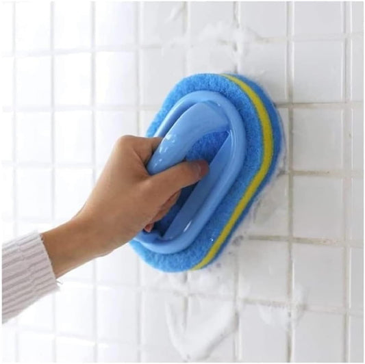 Bathroom Kitchen Bathtub Toilet Cleaner All Purpose Shower Sponge Scrubbing Brush with Ergonomic Handle