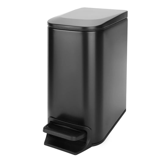 Bathroom Trash Can with Lid Soft Close Step Pedal 6 Liter / 1.6 Gallon Stainless Steel Garbage