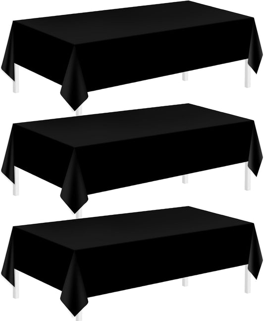 Tablecloths for Rectangle Tables 54" x 108" Black Disposable Table Cloths for 6 to 8 Foot Tables I