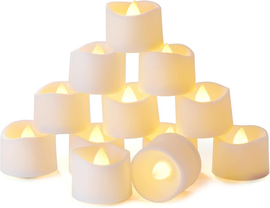 12 Pack Timer Tea Lights Candles Battery Operated 6H Timer Built-in, Auto On Daily, Flameless LED Tealight