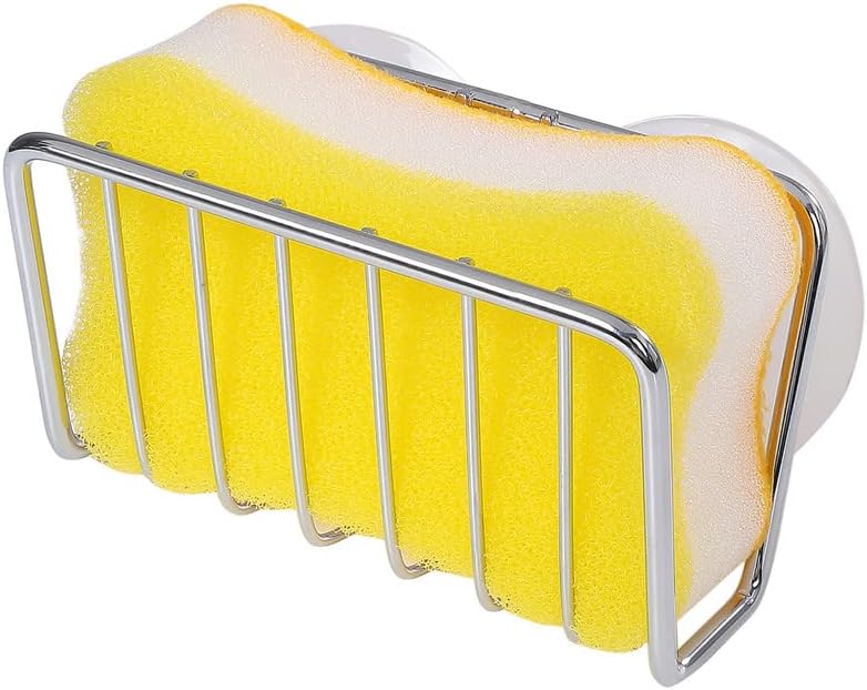 Sponge Holder for Kitchen Sink Stainless Steel Suction Cup Sponge Caddy