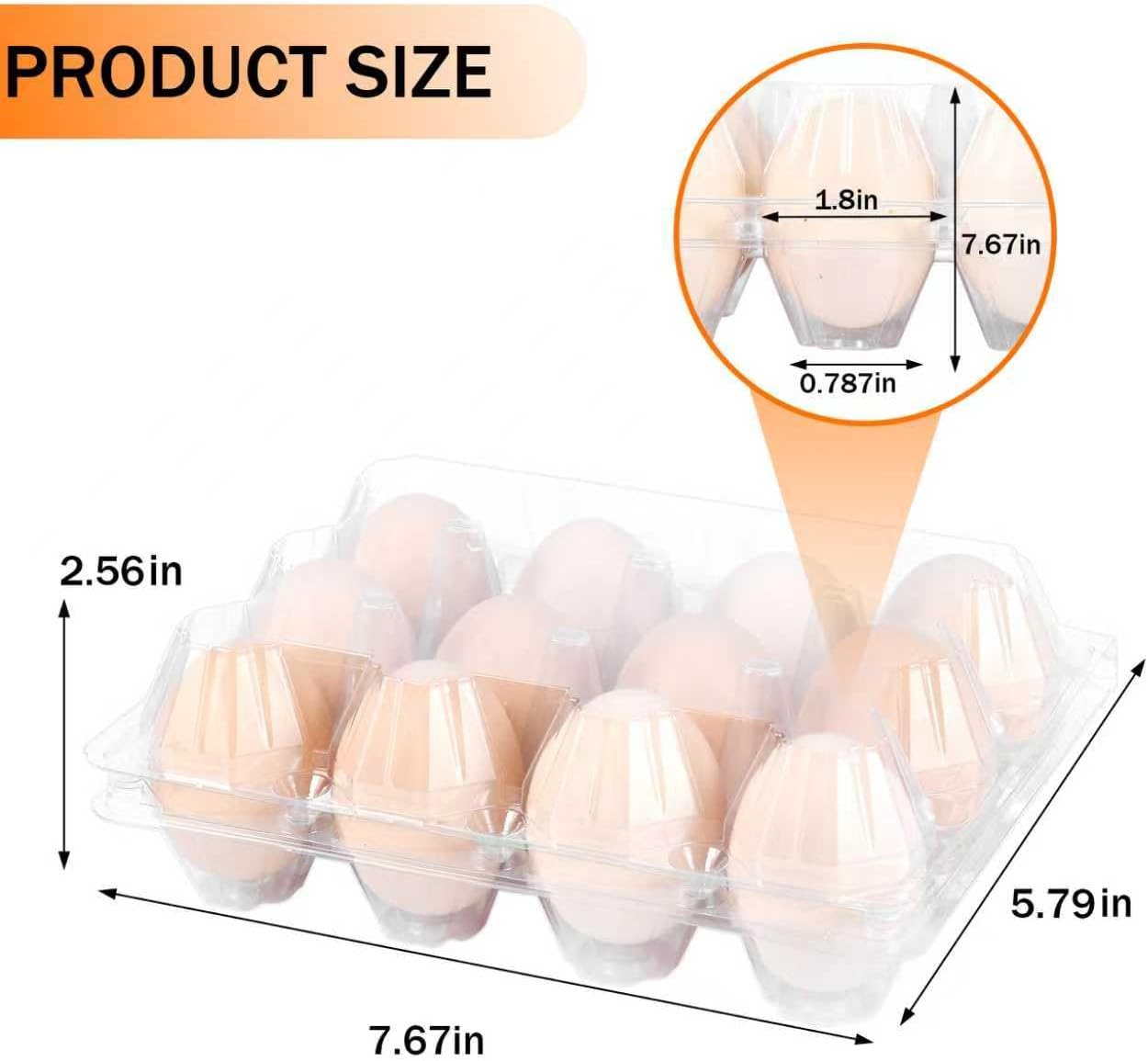 12 Count Plastic Egg Cartons  Bulk Cheap Clear Reusable Egg Containers for Chicken Eggs Dozen Egg