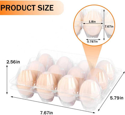 12 Count Plastic Egg Cartons  Bulk Cheap Clear Reusable Egg Containers for Chicken Eggs Dozen Egg