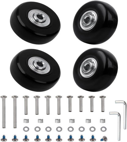 Luggage 45mm x 18mm Set of 4 Luggage Suitcase Replacement Wheels, Rubber Swivel Caster Wheels