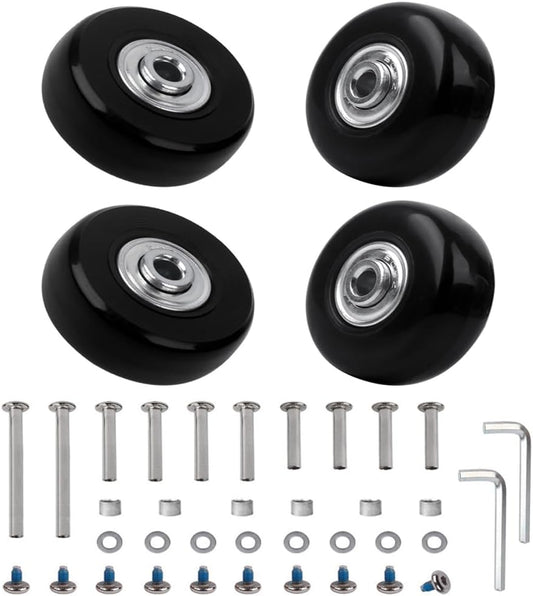 Luggage 45mm x 18mm Set of 4 Luggage Suitcase Replacement Wheels, Rubber Swivel Caster Wheels