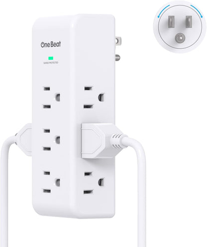 Outlet Extender with Rotating Plug, 9 AC Multi Plug Wall Outlet Expander, 1800J Wall Charger, 3-Sided Power Strip