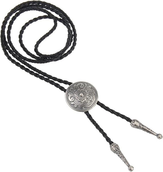 Black Bolo Tie for Men and Women,Native American Leather Bolo Tie String