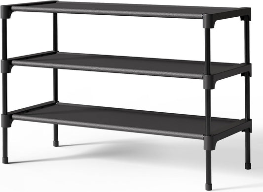 Non-Woven Shoe Rack Shelf, Shoe Organizer for Closet, Entryway, Garage & Corridor, Stackable Shoe