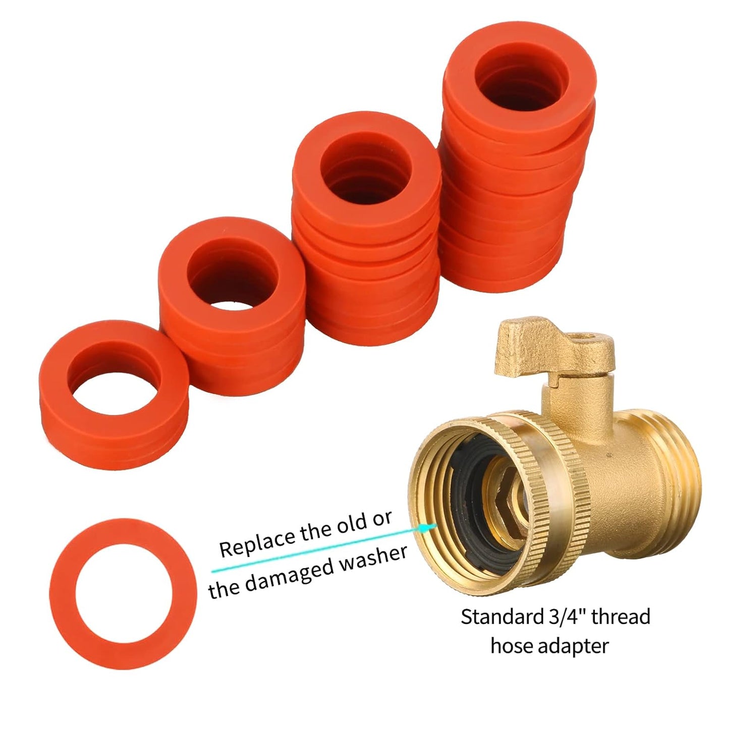 100 PCS Heavy Duty Rubber Gasket Fit for Standard 3/4 inch Garden Hose Washer