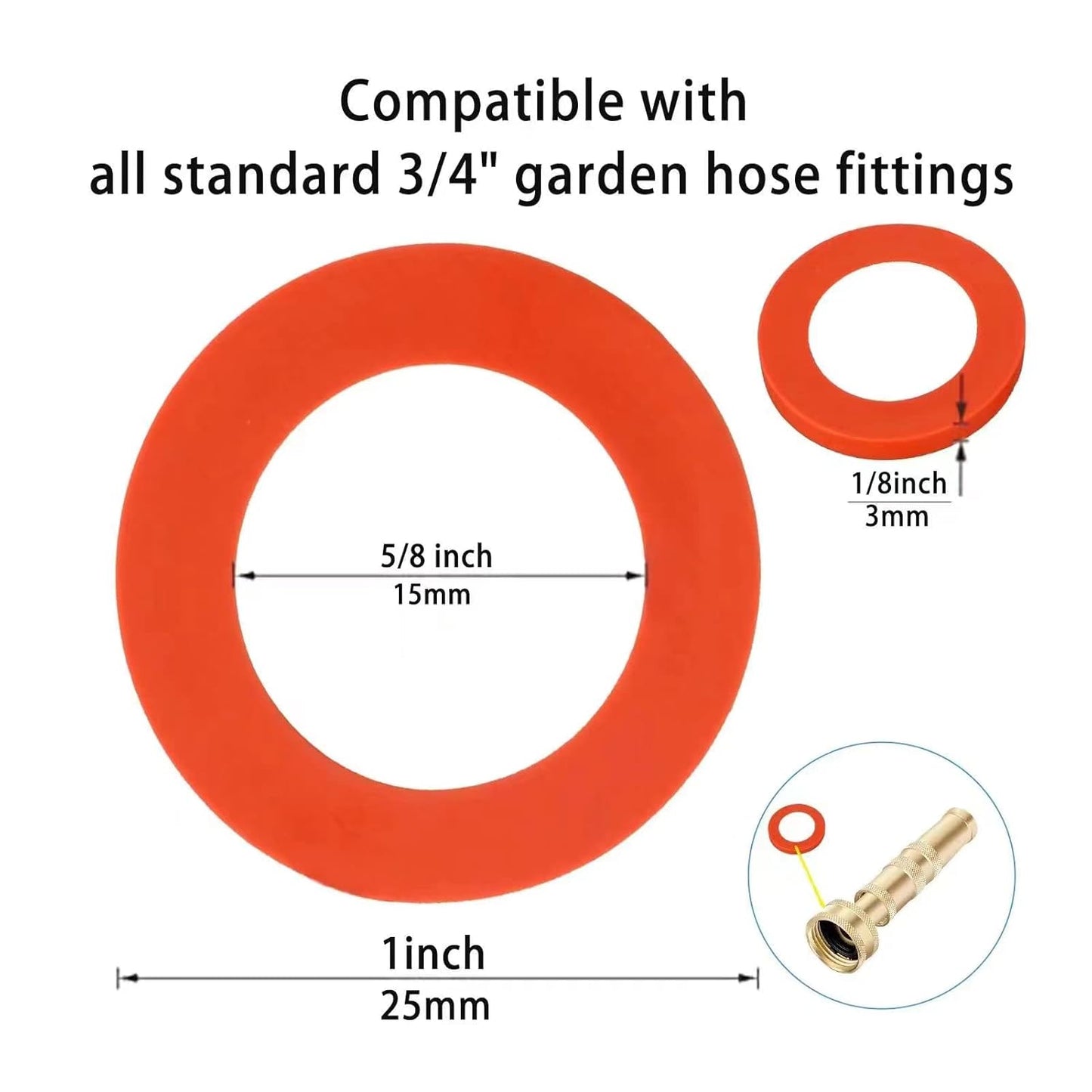 100 PCS Heavy Duty Rubber Gasket Fit for Standard 3/4 inch Garden Hose Washer