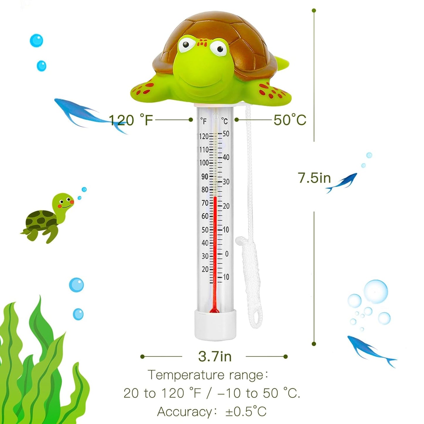 Floating Pool Thermometer Large Size Easy Read for Water Temperature with String  Swimming Pools, Spas, Hot Tubs