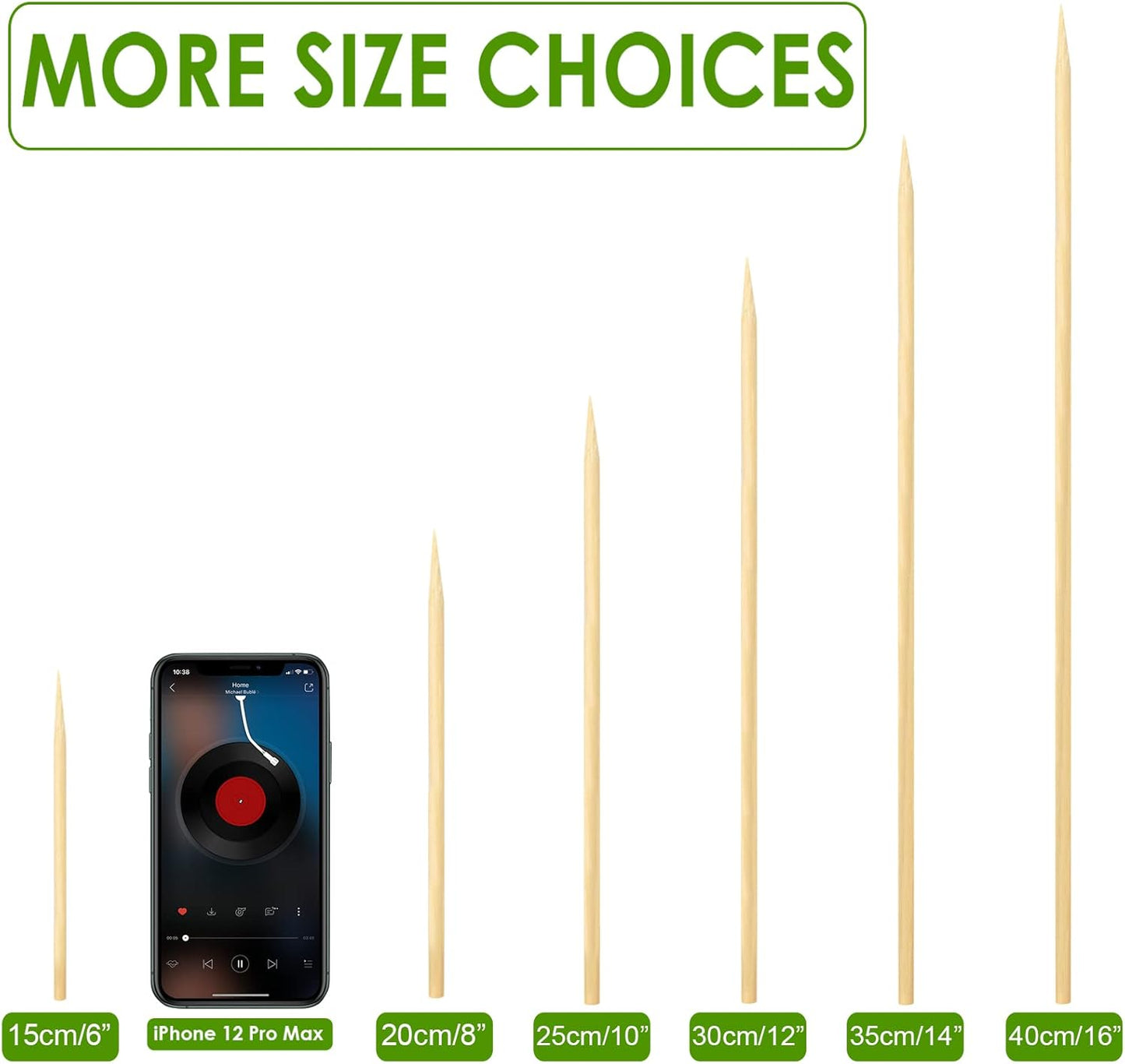 12 Inch Wooden Skewer for Appetizers Fruit Kebabs Grilling Barbecue Mini Burger Sausage Cocktail Picks for Drinks