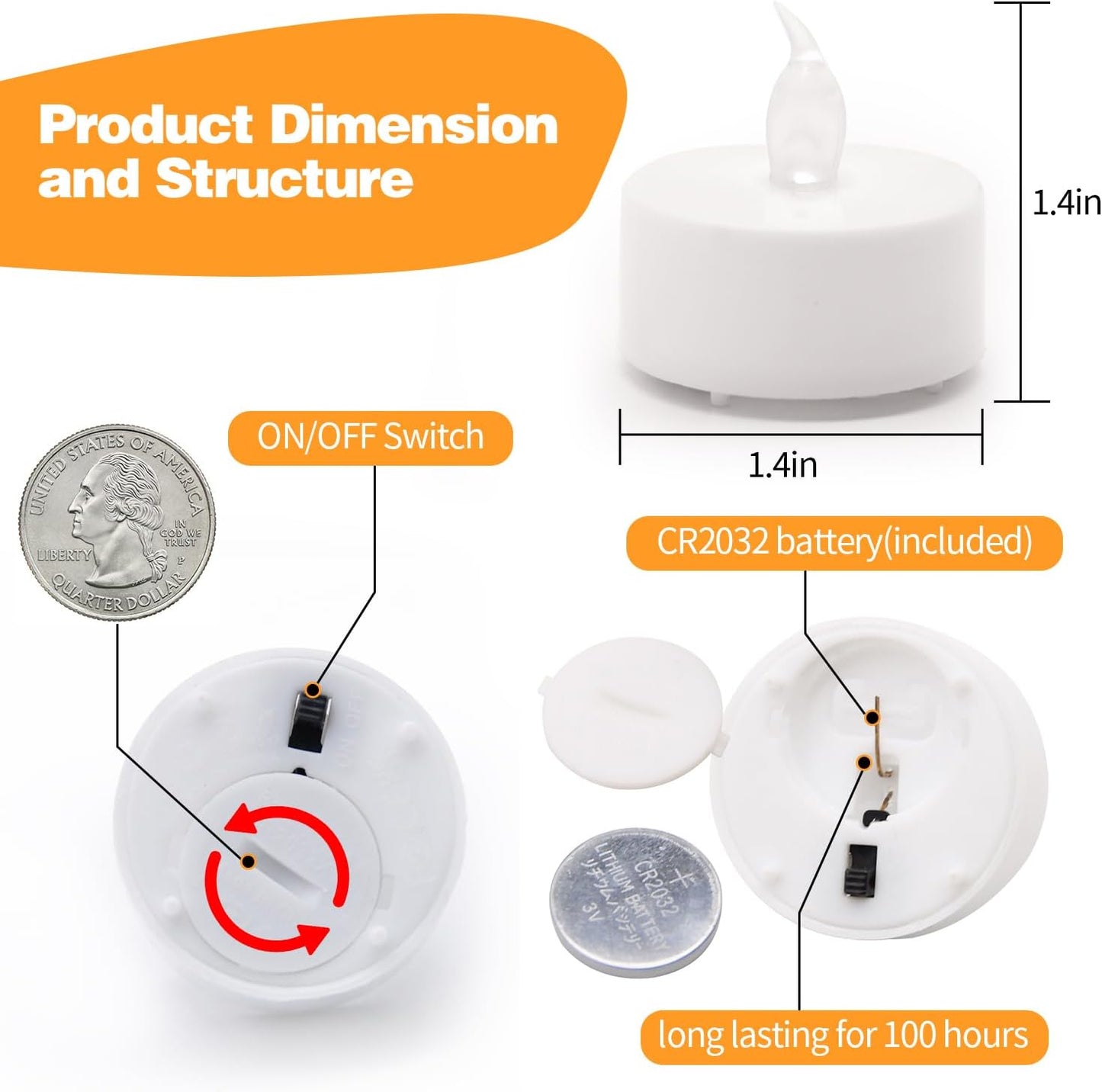 LED Tea Lights Flickering Warm White Lights Battery Operated