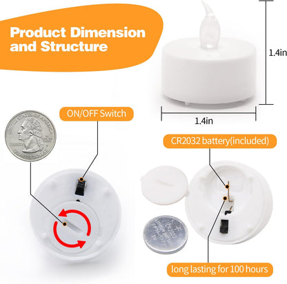 LED Tea Lights Flickering Warm White Lights Battery Operated