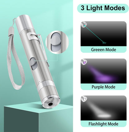 Unique Green Light 7-in-1 Modes 5 Fun Patterns USB Charging Interactive Toy for Kitten Dog