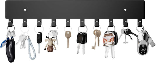 Key Hooks with 10 Hooks Wall Mounted Key Holder for Hallway