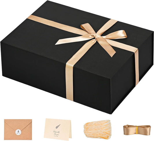 13.5''x10''x4'' Large Valentines Box with Magnetic Lids Black Gift Boxes for Groomsman Proposal Gifts