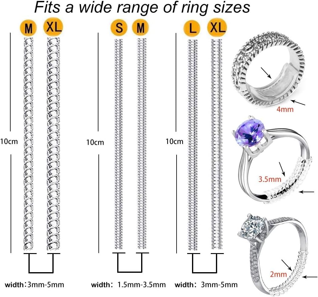 Loose Rings Size Adjuster Spacers or Tightener Invisible Guards 6 Sizes Fitter Resizer Fit Almost Any Rings