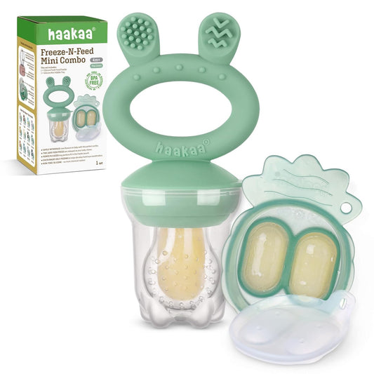 Food Feeder & Mini Freezer Nibble Tray Combo Breastmilk Popsicle Molds for Cooling Relief BPA Free Silicone