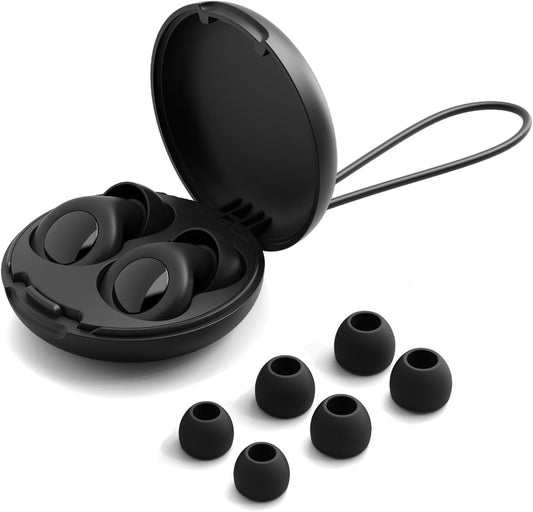 30dB Reusable Silicone Earplugs with 8 Ear Tips & Case Ideal Sleep Ear Plugs Soft & Cozy Hearing Protection