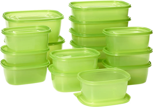 32 Piece Set Reusable Plastic Airtight Food Storage Containers with Lids Keeps Fruit Vegetables Baked Goods Fresh Longer