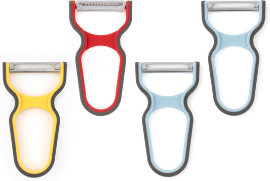 4 Piece Peeler Set with Straight Serrated and Julienne Peelers for Fruits Vegetables and Shredding