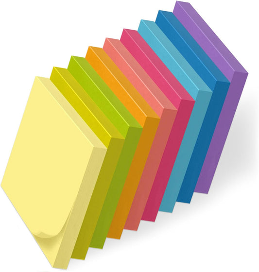 3x3 Inches Colorful Sticky Notes Super Sticking Power Bright Colors Self-Stick Pads Easy to Post for School