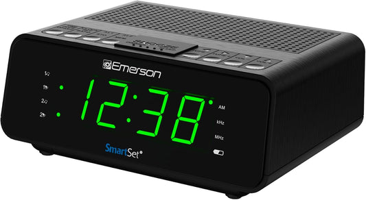 Dual Alarm Clock Radio with AM/FM Radio, Dimmer, Sleep Timer and .9" LED Display