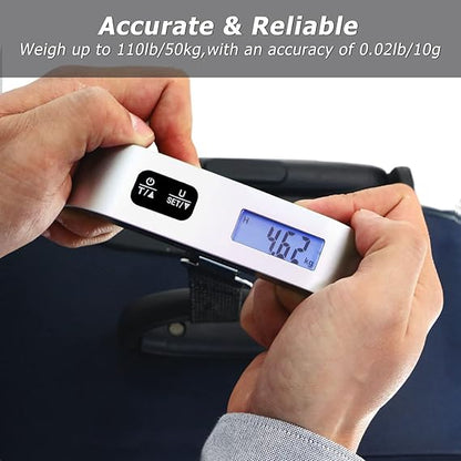 Luggage Scale Portable Digital Hanging Baggage Scale for Travel Suitcase Weight Scale with Rubber Paint 110 Pounds