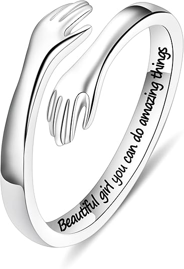 Sterling Silver Hug Ring for Women Teen Girls Adjustable Ring Jewelry Mothers Day Birthday Gifts