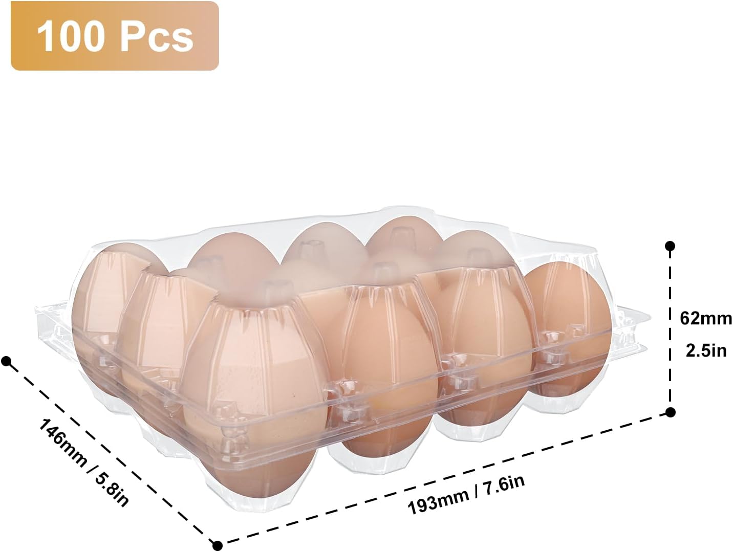 100 Pack Plastic Chicken Egg Holders, Egg Tray Carton Holder for Home & Kitchen, Farm & Market Use