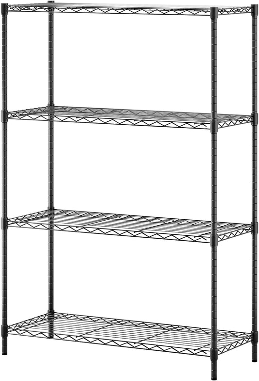 4 Tier Wire Storage Shelves 36x14x54  Black with Adjustable Racks Heavy Duty Metal Shelf