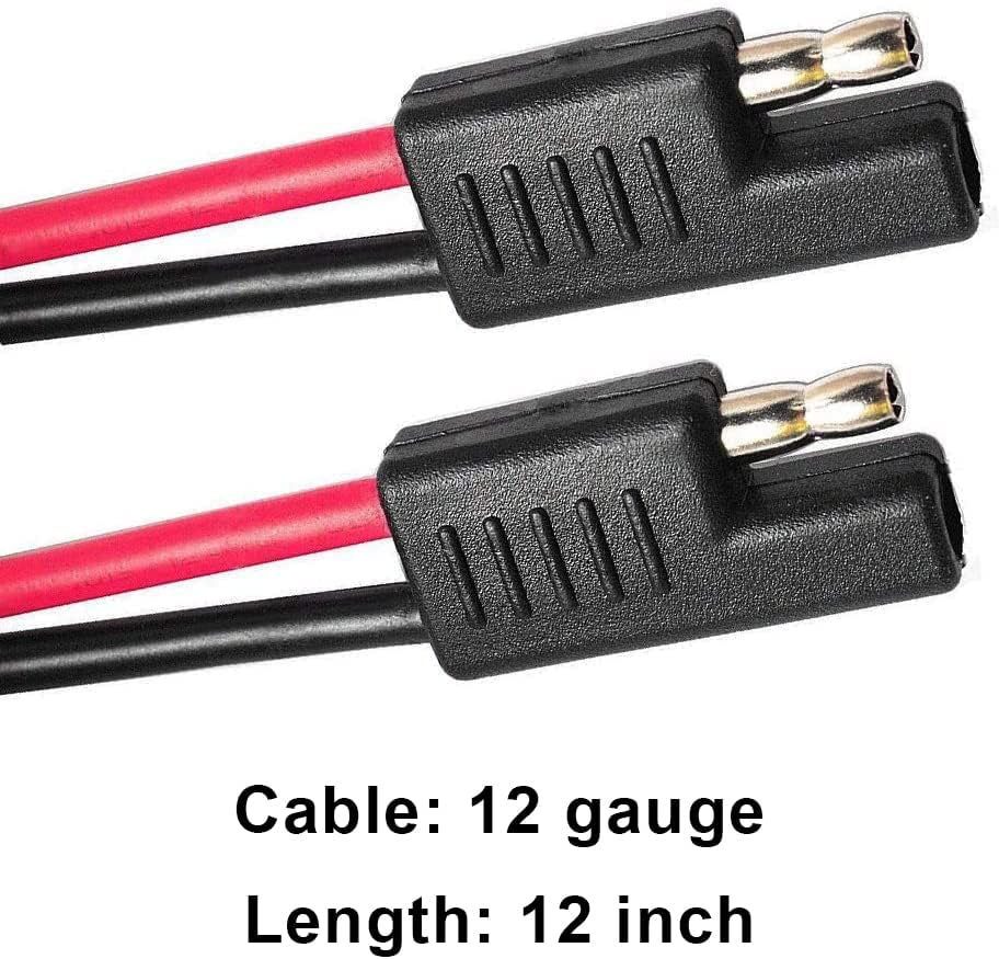 Wire Harness SAE Connector (5 Pack) Heavy Duty Cable 12" 12 Gauge 12V Quick Connect